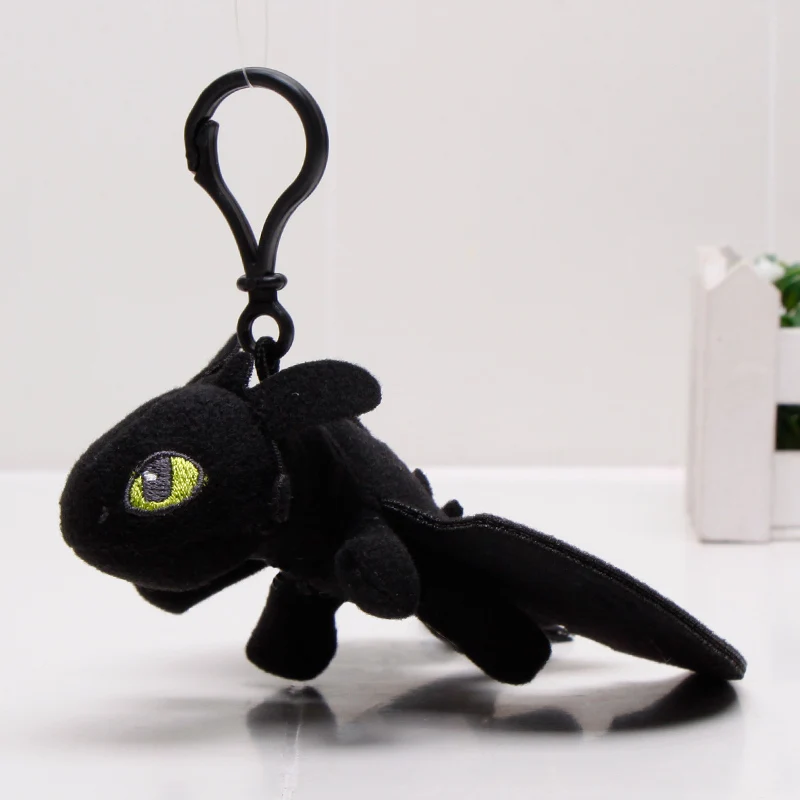 15cm black keychain 15 см Белый Беззубик Как приручить дракона 3 плюшевая игрушка Ночная фурия мягкий белый дракон чучело животных куклы игрушки - Цвет: 15cm black keychain