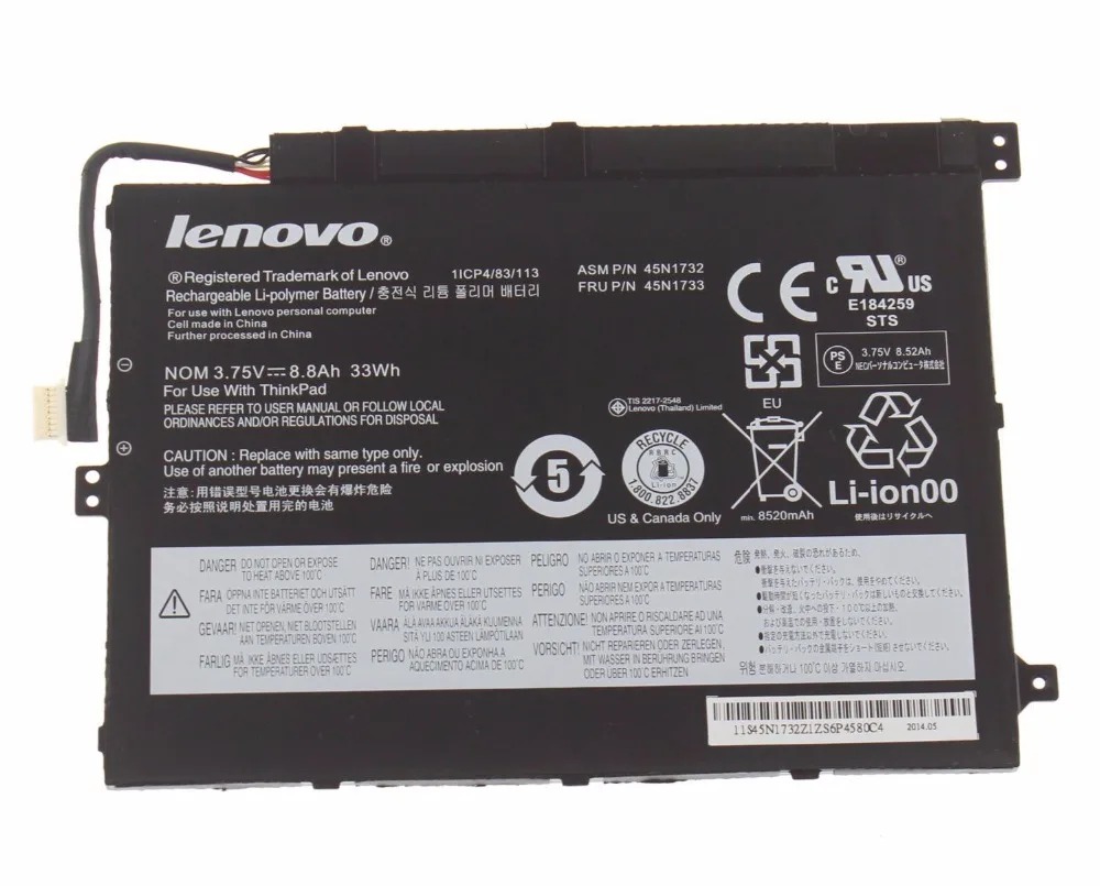 Новый подлинный аккумулятор для LENOVO ThinkPad 10 серии 45N1726 45N1727 45N1728 45N1729 45N1732 45N1733 1ICP4 /