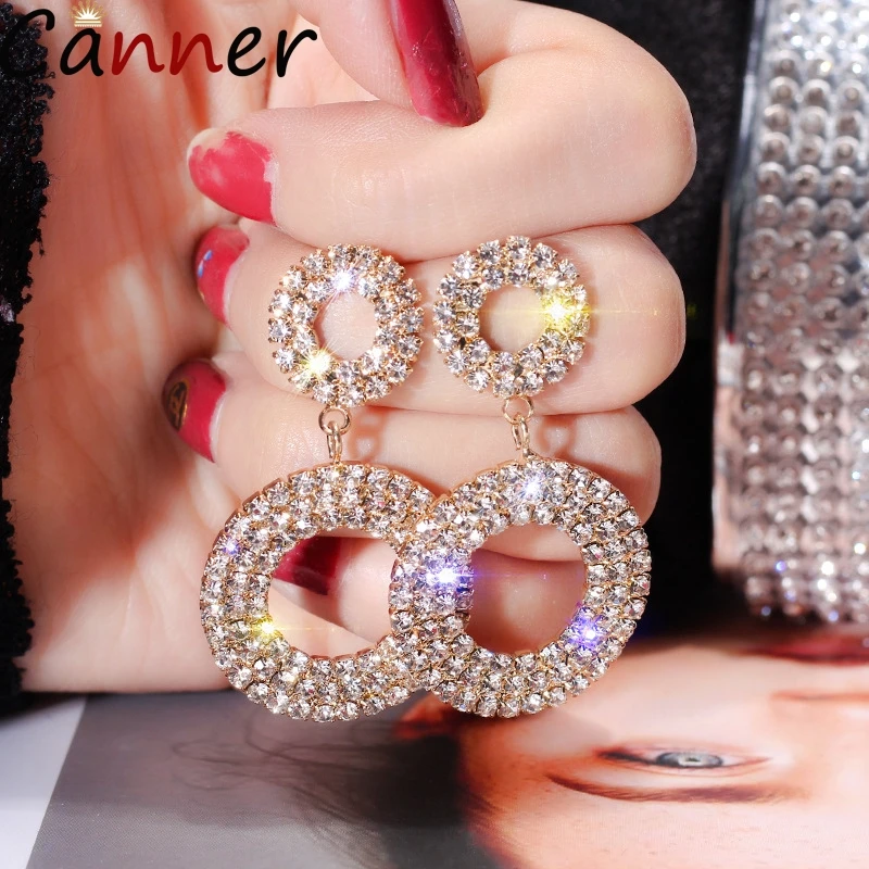 CANNER Shining Circle висячие серьги ювелирные для женщин с золотыми стразами Кристальное