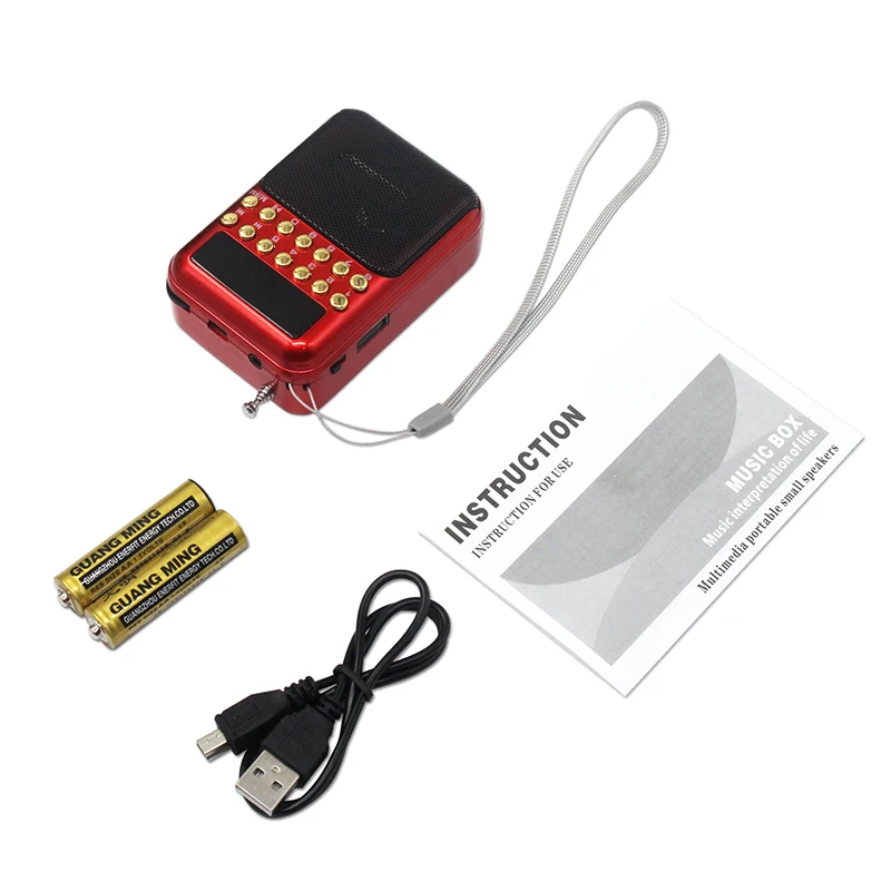 Красный fm-радио мини Портативный Ручной цифровой FM DAB-радио USB TF MP3 плеер Динамик