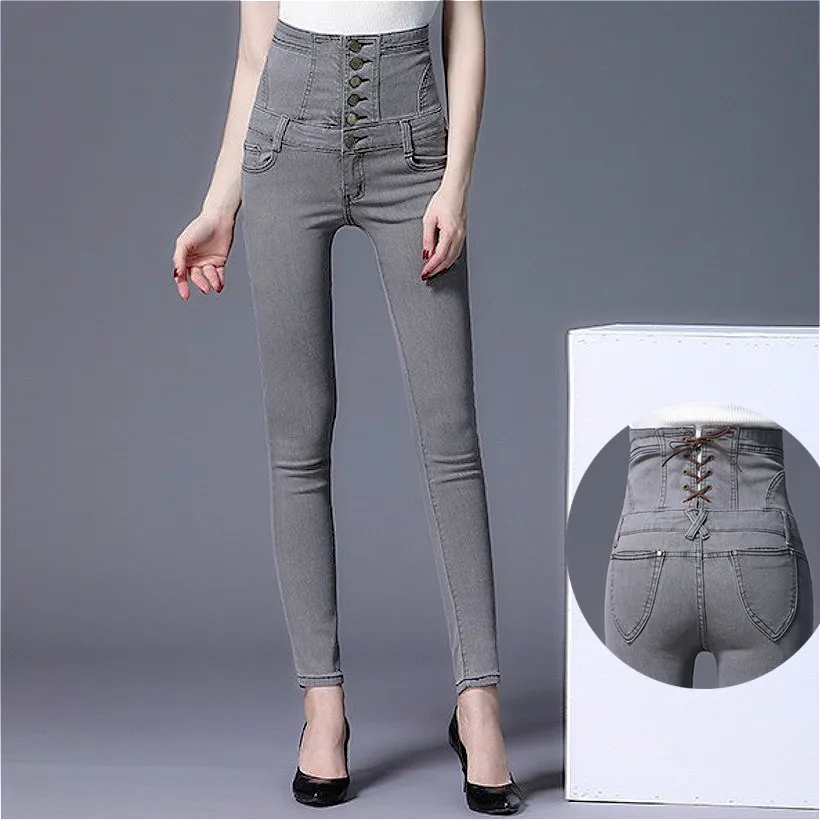 

5XL 6XL Large Plus Size Skinny High Waist Jeans Woman Slim Sexy Hot Fashion Ladies Denim Jeans Women Pants Streetwear Trousers
