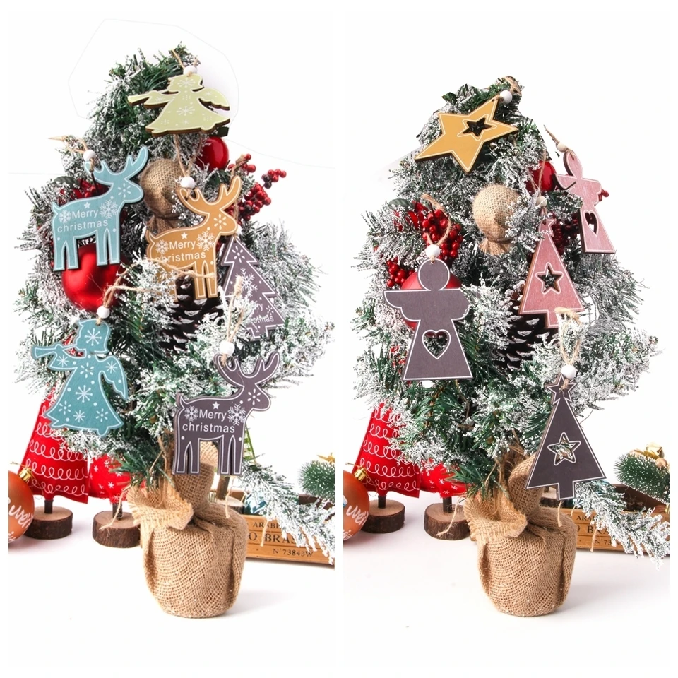 3PCS/Lot Multi Wooden Christmas Ornaments Pendants DIY Wood Crafts Hanging Xmas Tree Ornament Home Christmas Party Decorations