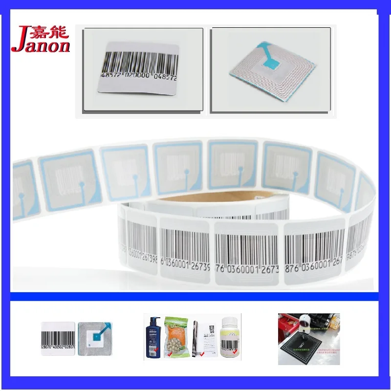 RF 8,2 Mhz EAS Мягкая Этикетка 4 см X 4 см 1000 шт, противоугонная штрих-код этикетка, Супермаркет Противоугонная этикетка для системы охранной сигнализации