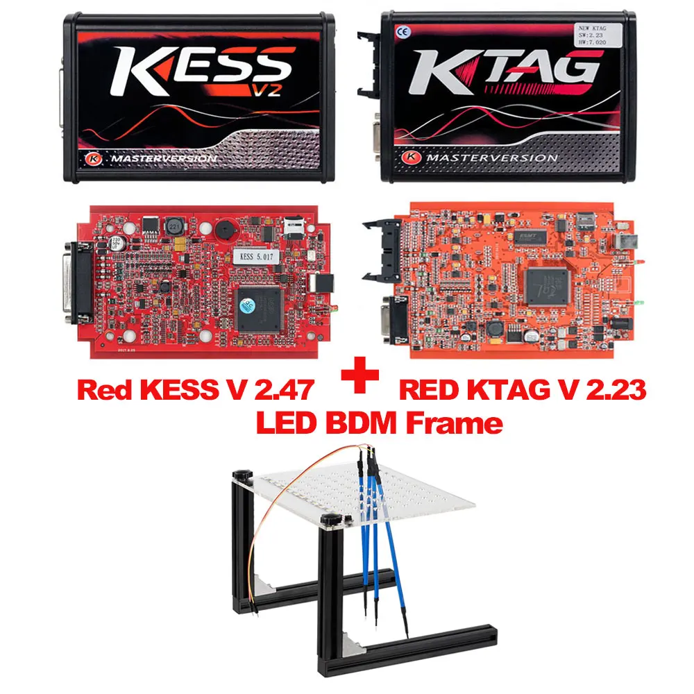 KESS KTAG BDM FRAME Красный KESSv2 V5.017 V2.47 KTAG V7.020 V2.25 без жетона лимит 4 светодиодный ЭБУ программист инструмент KESS V2 V5.017 KTAG v7.020 для автомобиля грузовика - Цвет: KESS KTAG BDM FRAME