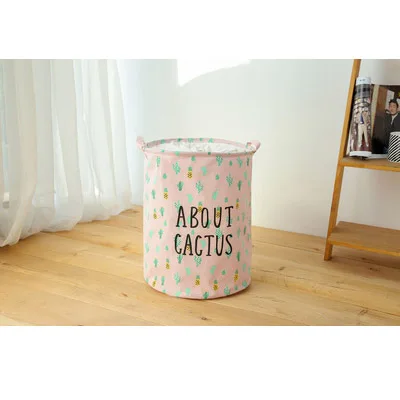 Pink 35x45 см кактус узор Водонепроницаемая корзина для белья складная моющая грязная одежда ведро для хранения мелочей детская корзина для хранения игрушек - Цвет: Pink