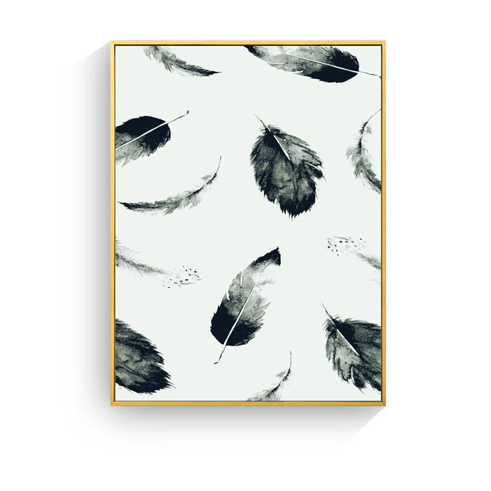 Feather Wings Black and White Art Canvas Painting Wall Nordic Decoration Home Modern Poster For Living Room Print Picture | Дом и сад