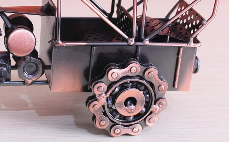Ретро трехколесный мотоцикл металлическая скульптура винтажный Tuk-tuk железное искусство домашний декор день рождения и фестиваль подарок украшение ремесло
