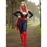 Ms. Captain Carol Danvers костюм супергероя косплей спандекс зентай костюмы на Хэллоуин для