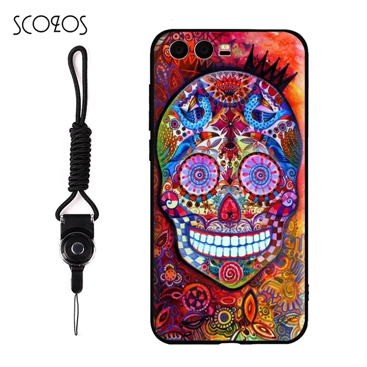 SCOZOS мексиканский милый Череп силиконовый мягкий чехол для телефона Huawei P9 P10 lite Honor