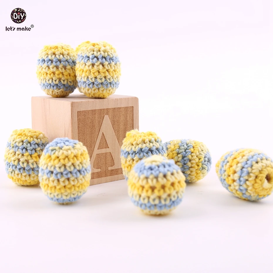 Let's Make Baby Teether 5 шт./лот 24*19 мм вязанные овальные деревянные бусины вязаный