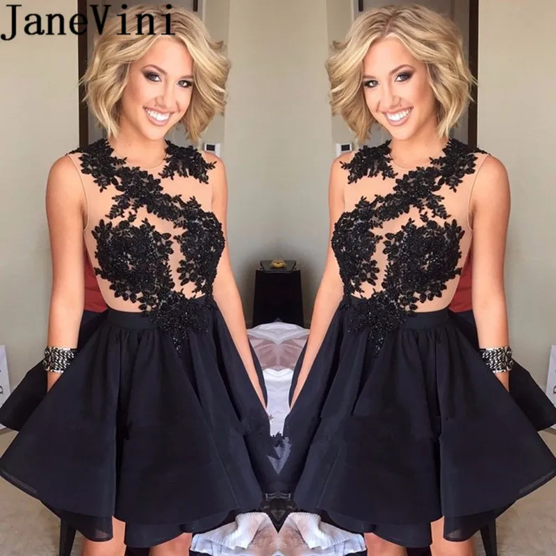 JaneVini сексуальные черные женские коктейльные платья плюс размер прозрачный с