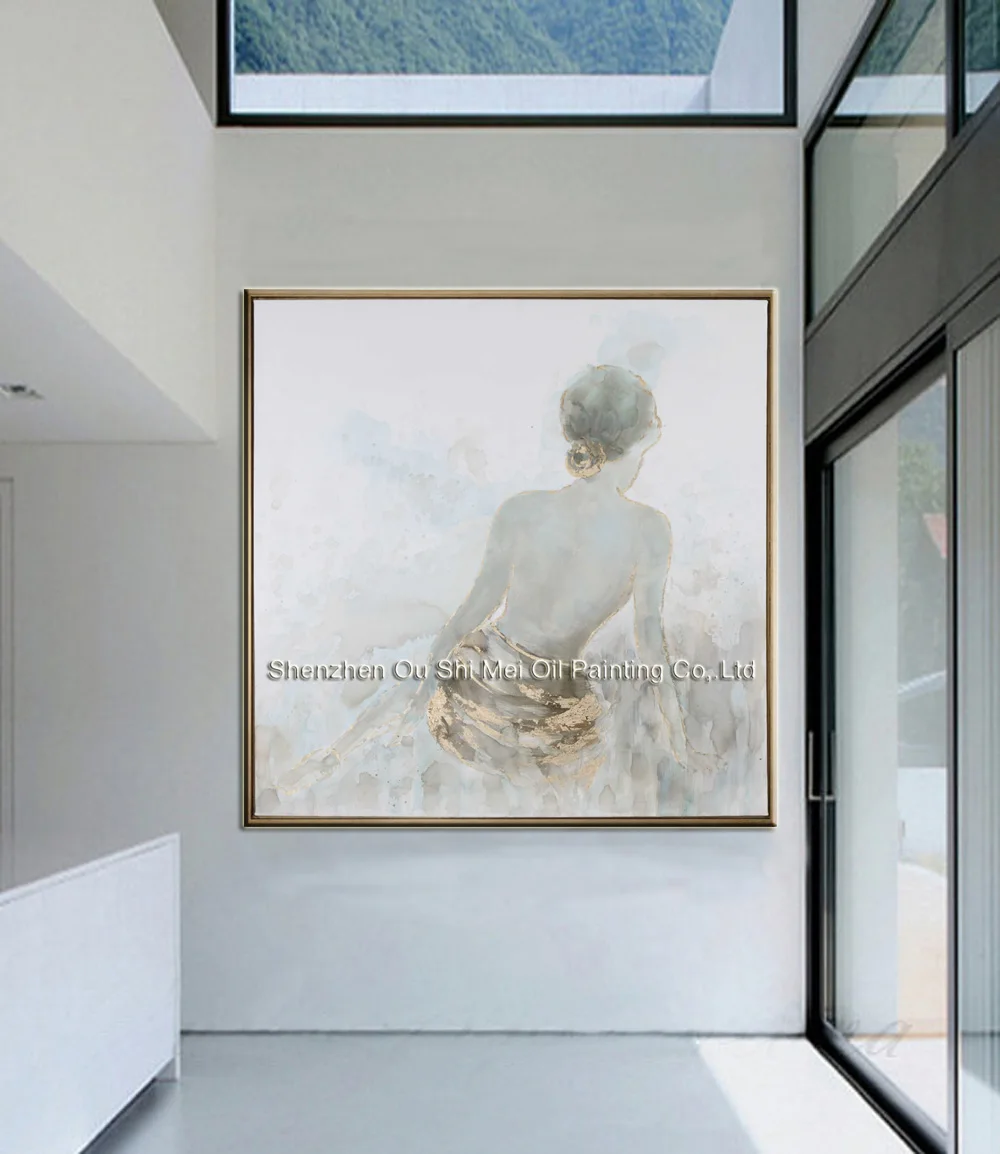 Hand Painted Gold Highlig Sexy Woman's Back Figure Oil Paintings Impression Character Painting on Canvas For Living Room Decor | Дом и сад