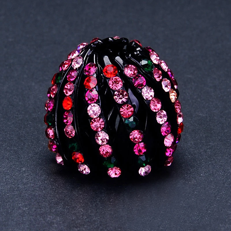 New Design Vintage Multi-color Rhinestone Elegant Bird Nest Hair Ponytail Holder Fair Crab Claw Clip Hairpin Ball Shape 8C0205 | Украшения