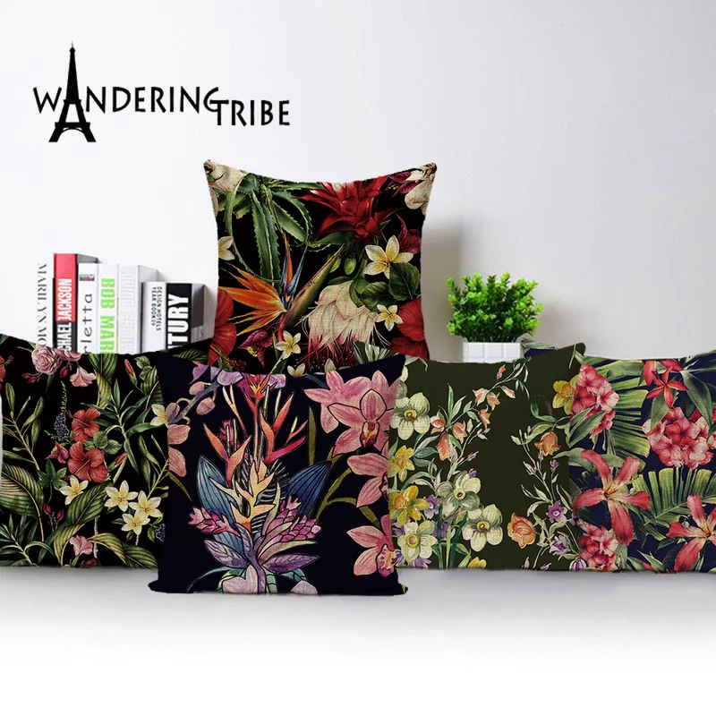 

Vintage Decorative Cushion Covers Flower Floral Grass Pillows 45*45 Nordic Home Decor Sofa Cushions Custom Throw Pillow Covers