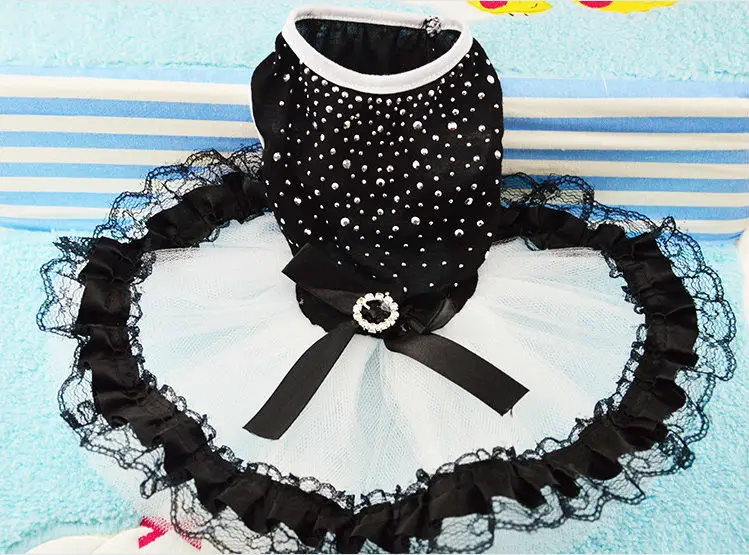 B111 элегантная собака платье юбка Одежда Щенок благородный черный форма Лето Туту