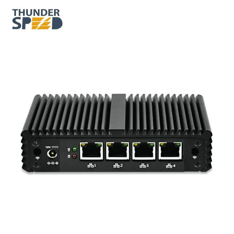 ThunderSpeed Barebone Mini PC J1900 четырехъядерный NUC 4 LAN брандмауэр роутер безвентиляторный Nano