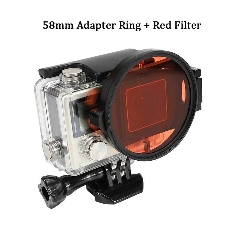 Красный фильтр 58 мм + макрообъектив 16X с переходным кольцом для GoPro Hero 4/3 подводный