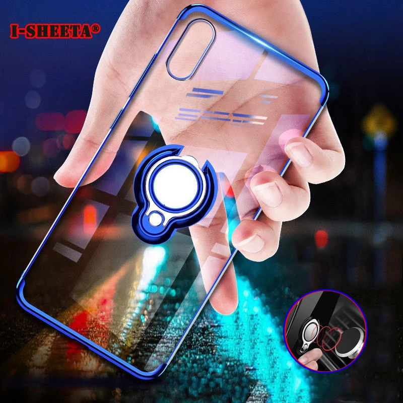 For OPPO K1 R17 Pro Case Slim Soft TPU Plating 360 Ring Stand Back Cover for VIVO X20 Plus X21 Y69 Support Car Magnetic Holder |