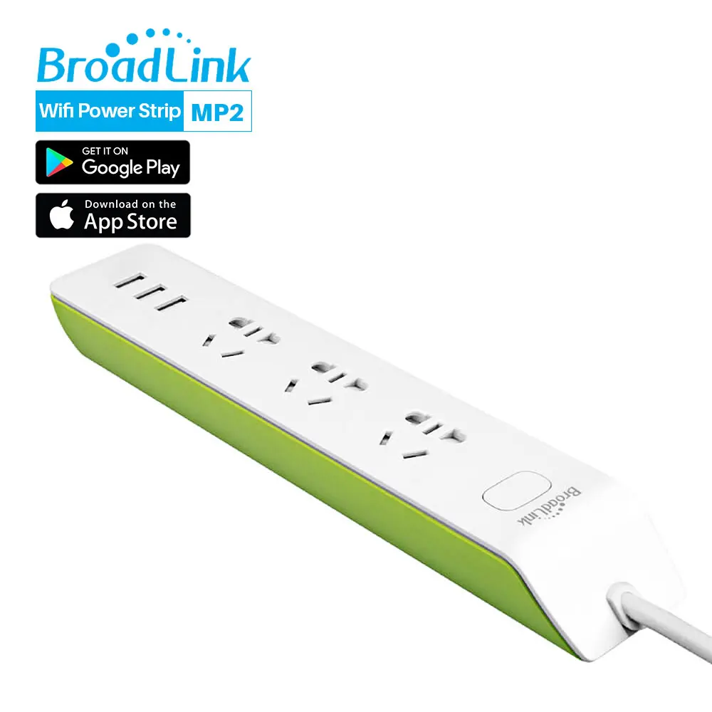 Broadlink MP2 Смарт Мощность полосы удлиненный сокет с WiFi Разъем синхронизации 3 AC штепсельная розетка с 3 портами(стандарт через приложение Управление умный дом