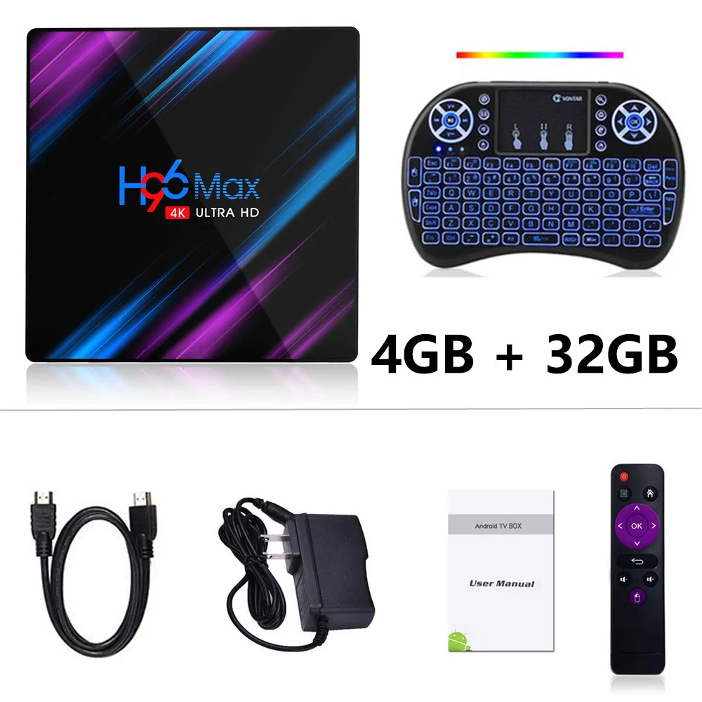 4GB 32GB I8-L LEMFO H96 Max Smart tv Box Android 9,0 RK3318 4 ГБ 32 ГБ 64 Гб 4K HDR 2,4G и 5G Wifi BT4.0 USB 3,0 Airplay Goole Play телеприставка - Цвет: 4GB 32GB I8-L