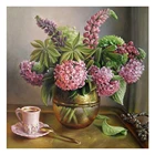 Алмазная вышивка 5d DIY Алмазная картина чайный набор розовые сиреневые цветы вышитые Стразы наборы крестиков R773