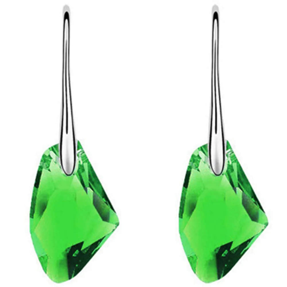 green 1 пара, разноцветные, модные, новые, стразы, кубические, австрийские кристаллы, висячие серьги для женщин, подарок на день Святого Валентина - Окраска металла: green