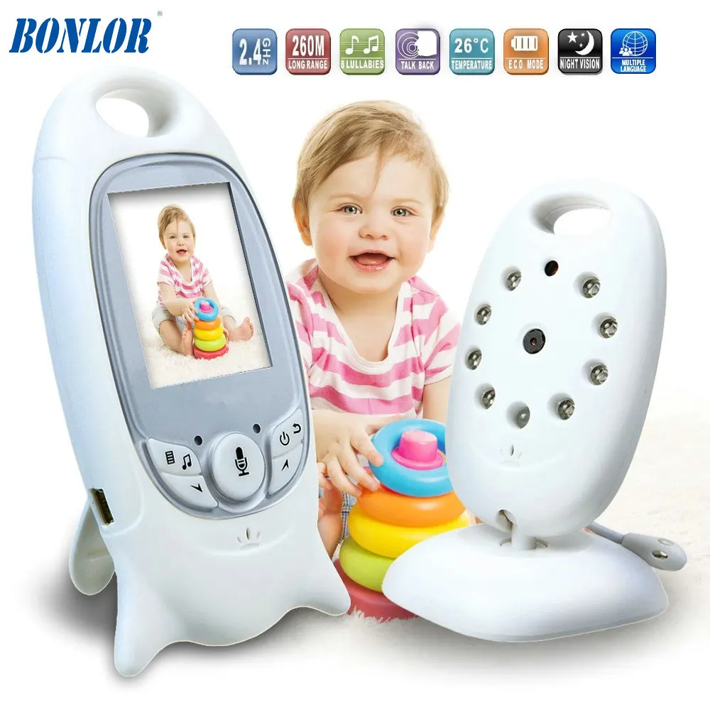 

1Set Free Shipping Wireless Monitor For Baby or Oldman 2.4 Inch LCD display Night light Walkie Talkie Babysitter VB605 HD camera