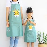 parent child kitchen apron cartoon rainbow unicorn printed sleeveless cotton linen aprons for men women home cleaning tools