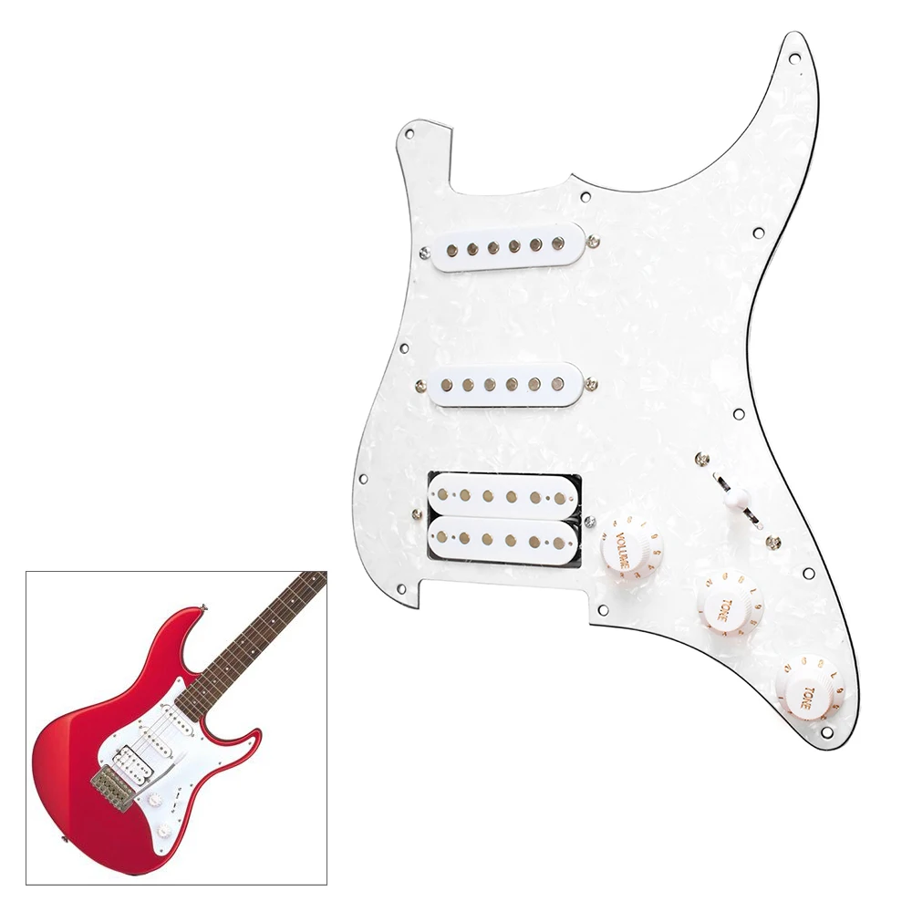 3 слойный комплект звуковых сигналов для электрогитары Strat ST White Pearl|Детали и