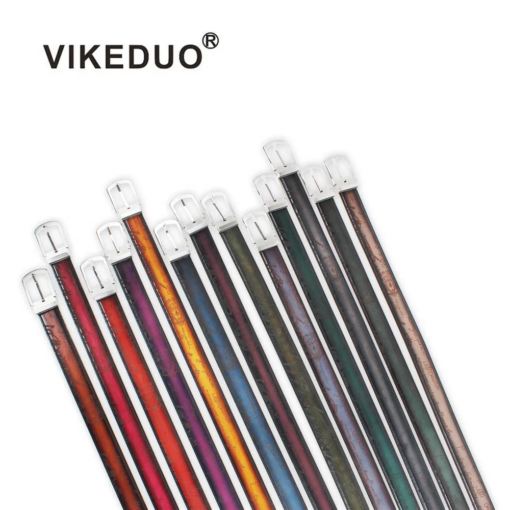 Ремень VIKEDUO мужской из натуральной телячьей кожи деловой пояс с надписью и
