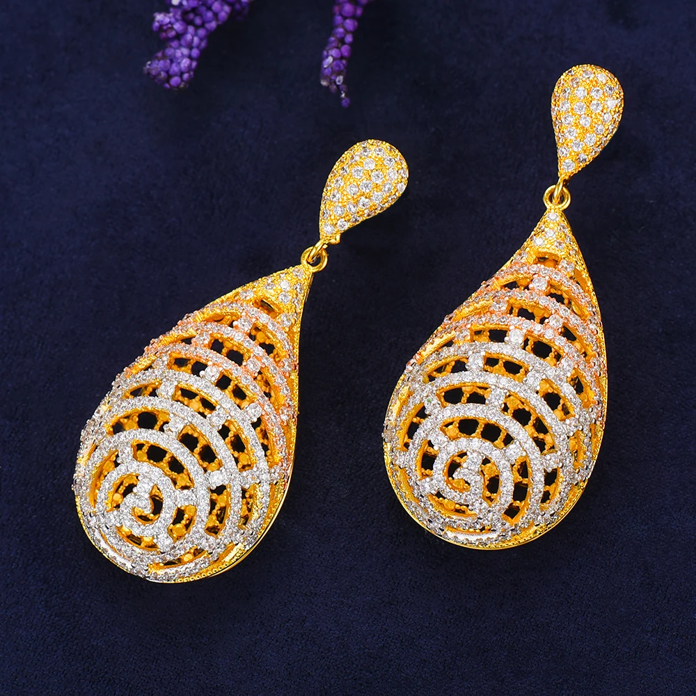 SISCATHY 2019 модные ювелирные изделия кубический цирконий капли воды серьги для