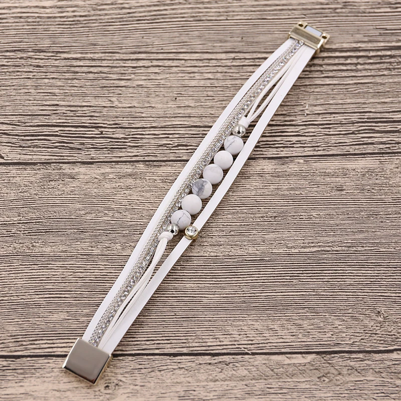 Браслет женский STRATHSPEY из натуральной кожи многослойный с подвесками магнитной