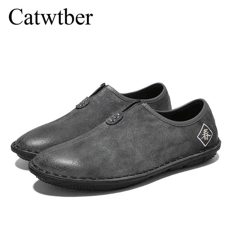 Catwtber Роскошные Мужская обувь на плоской подошве Повседневное мужские лоферы