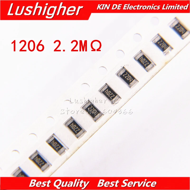 100 шт. 1206 SMD резистор 1% 2 M Ом 2204 МОм|Резисторы| |