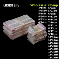 lbsisi life 5000pcs clear plastic adhesive bags transparent poly food cards candy jewelry gift packing pen bag cheap wholesales