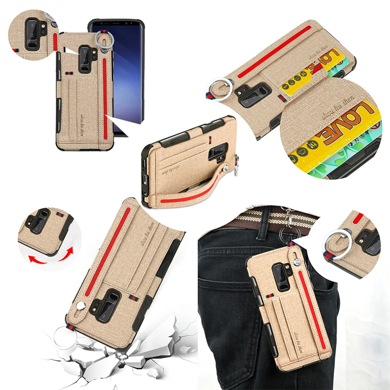 Luxury Cloth Canvas Case For Samsung S8 S9 Plus Note 8 9 Note8 Note9 Phone Card Slot Holder Back Cover S9Plus |