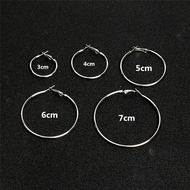 Simple Gold color Big Hoop Earring For Women ZA Statement Fashion Jewelry Accessories Large Circle Round Earrings free shipping | Украшения