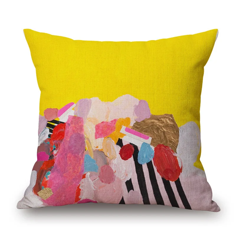 Vintage 45cmx45cm Square Watercolor Print Cushion Cover Cotton Linen Throw Decorative Pillowcases For Pillows Almofadas Coussin | Дом и сад