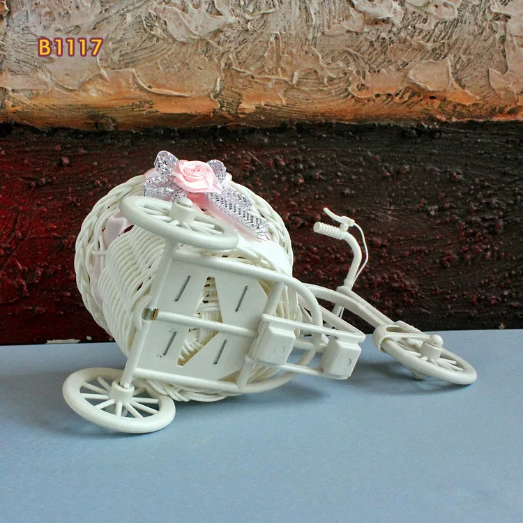 Круглая корзина с большим колесом для велосипеда органайзер из ротанга