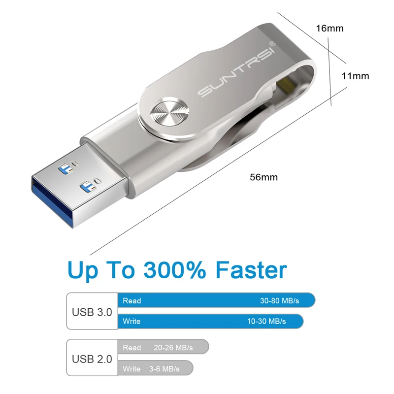 Suntrsi флеш накопитель USB Lightning для iPhone iPad 128 Гб 64 ГБ 3 0 высокая скорость IOS Pendrive 32