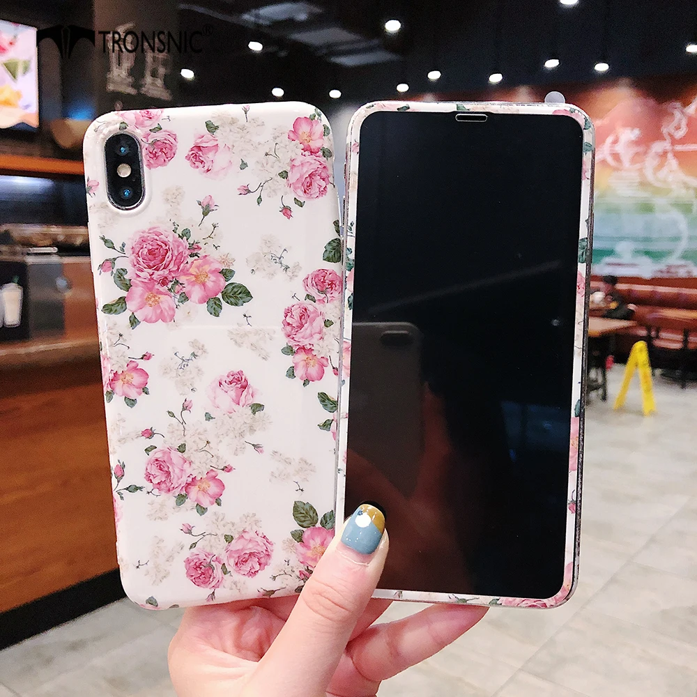 TRONSNIC чехол для iPhone X XS MAX XR черное Закаленное стекло Защитная пленка для iPhone 6s 7 8 Plus роскошное переднее стекло