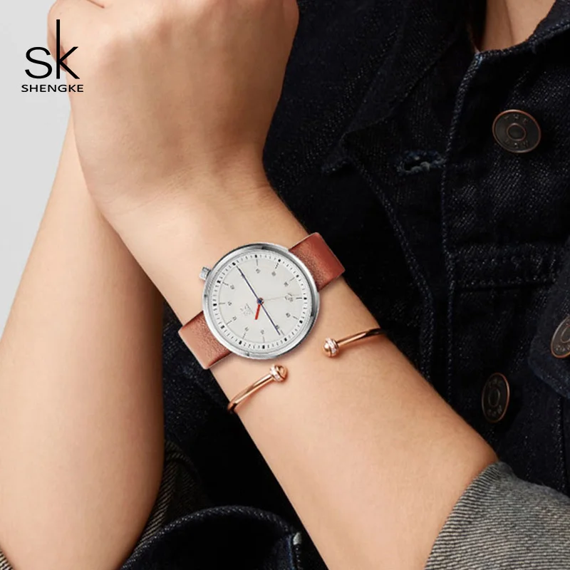 Shengke 2019 новые модные креативные кварцевые часы женские синие кожаные SK Relogio Feminino
