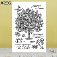 azsg pomegranate tree squirrel bird clear stampsseals for diy scrapbookingcard makingalbum decorative silicone stamp crafts
