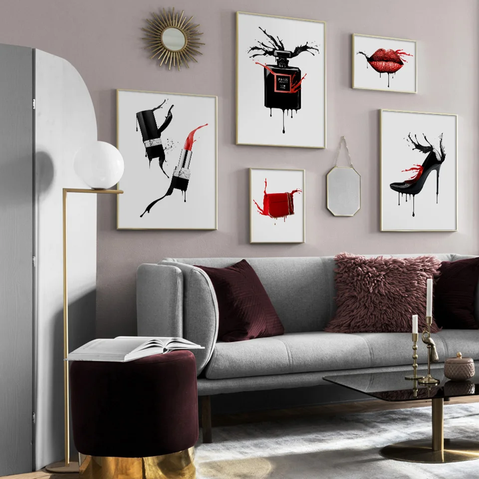 Украшение дома холст Nordic фотографии помада и обувь Картины Wall Art HD принты