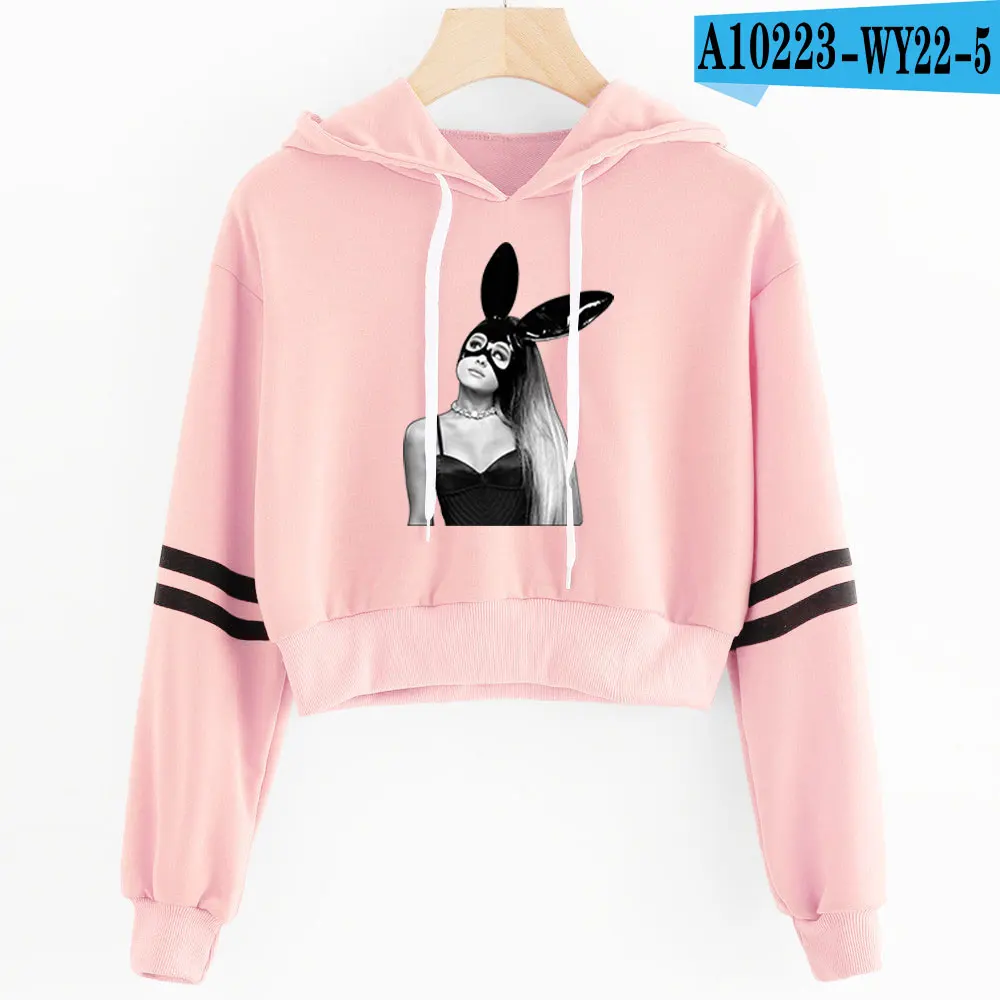 Ariana Grande, женский сексуальный милый укороченный топ, худи, принт змеи, harajuku, горячая Распродажа, новые повседневные толстовки, свитшоты размера плюс - Цвет: Pink
