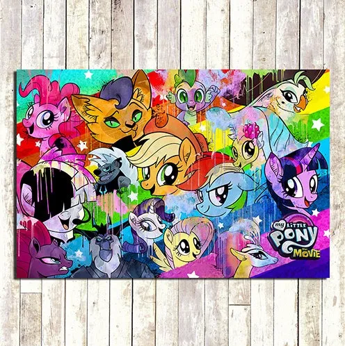 My Little Pony постер из фильма, картины на холсте, настенные художественные принты для гостиной, домашний декор, современные картины - Цвет: Золотой