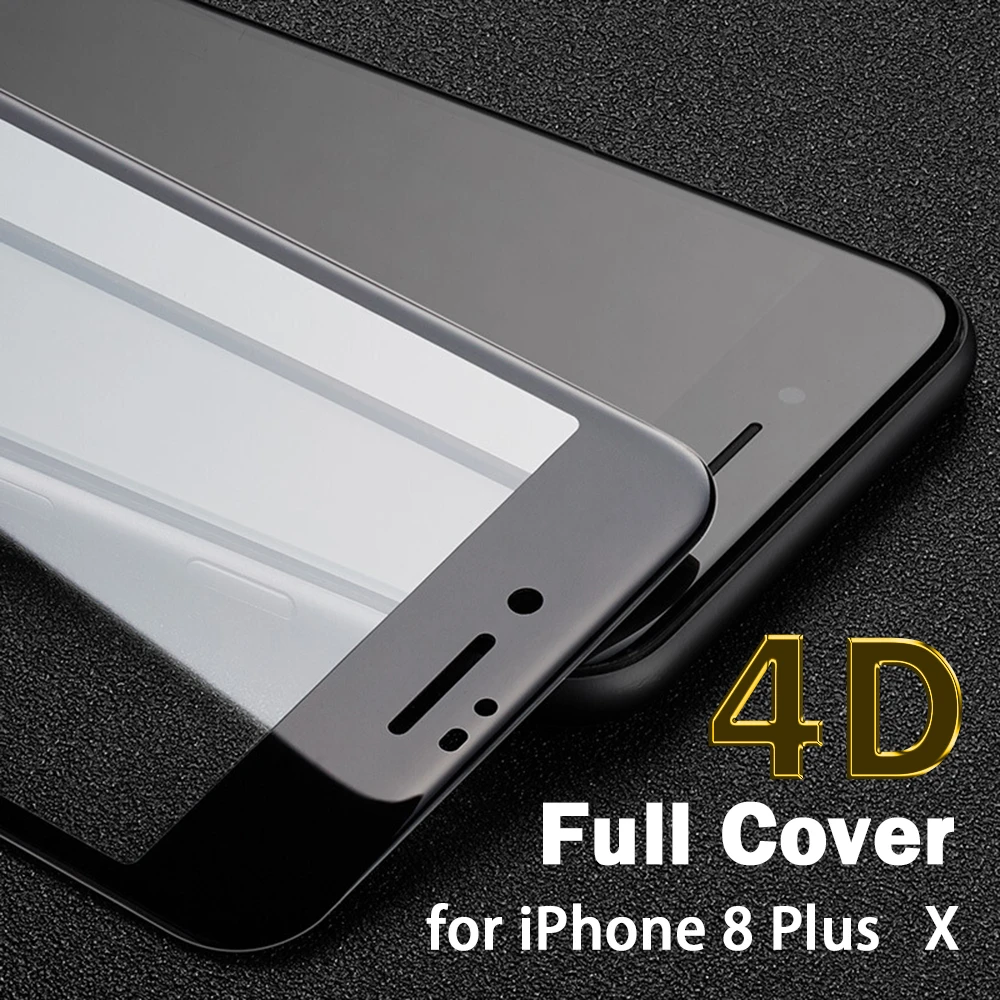 Новое 4D стекло для iPhone 8 Plus 9 H изогнутое полное покрытие из закаленного стекла