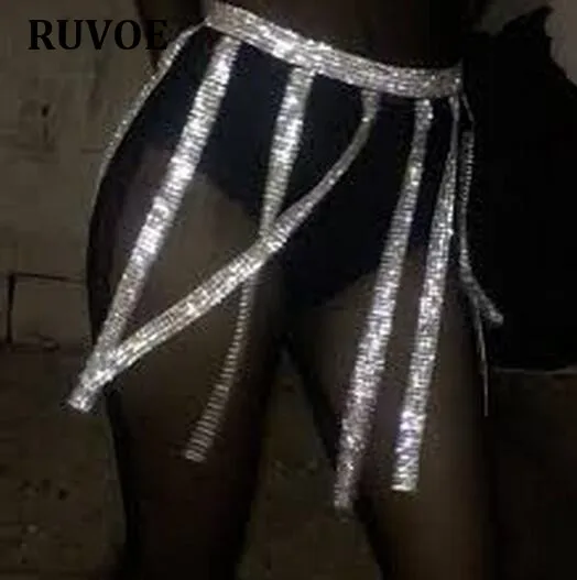 Соблазнительная юбка с кисточками и кристаллами блестящая женская Клубная