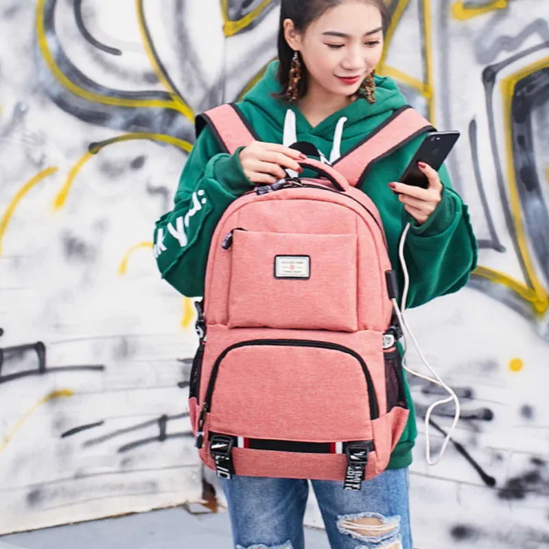 Рюкзак для ноутбука с USB зарядкой женские школьные рюкзаки школьный ранец