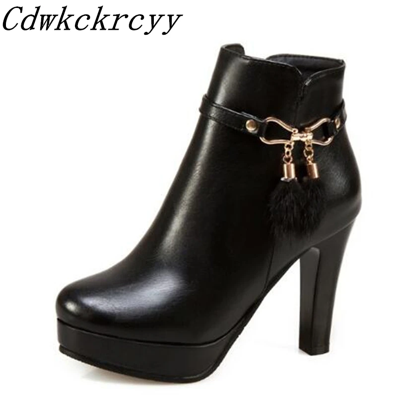 Women Boots Autumn and winter New style fashion High-heeled Short boots Waterproof white Sweet Cashmere Keep warm Boots 34-43